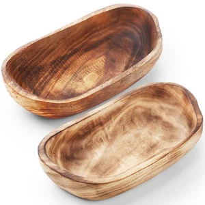 2 Piezas Cuencos de Masa de Madera para Decoración Cuenco Decorativo Oblongo Decoración del Hogar Frutas Ve... - Imagen 1 de 6