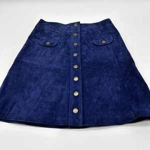 Anthropologie Women’s Button Front Mini Skirt Size 0/Sapphire NWT - Picture 1 of 16
