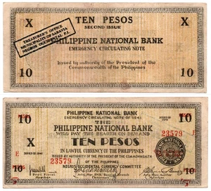 1941 Philippines S627 10 Peso Negros Circulating Banknote C/S SARAVIA Negros Occ - Picture 1 of 5