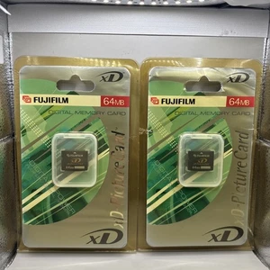FujiFilm 64MB xD Picture Memory Card - NEW IN  PACKAGING X2 - Picture 1 of 15