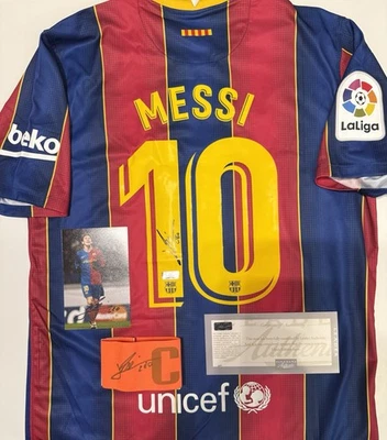 Lionel Messi Handsigniertes FC Barcelona Trikot Zertifiziert & Binde & AF - Bild 1 von 4