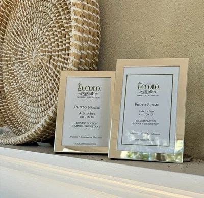 Marco de fotos único contemporáneo enchapado en plata moderno de calidad de 4" x 6"... Foto 1 de 4