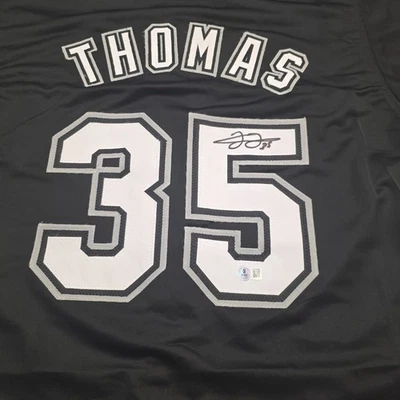 CAMISETA NEGRA FIRMADA POR FRANK THOMAS AUTO CHICAGO WHITE SOX AUTÓGRAFO CERTIFICADO DE AUTENTICIDAD M B HOF Foto 1 de 4
