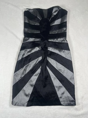 Vestido Jessica McClintock para mujer 8 negro plateado sin tirantes cóctel fiesta mini Foto 1 de 4