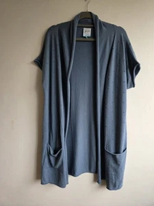 Goose Collection Strickjacke Damen Blau Baumwolle Schalkragen Boho Bommelstrick XL  - Bild 1 von 9