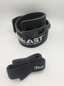 Beast Power Schalthebel Hebegürtel groß schwarz Gewichtheben Unterstützung mit Riemen - Bild 1 von 4