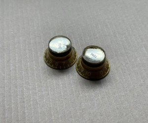 Vintage 1960's Gibson Gold Reflector Top Hat Knobs Fits ES 335 Les Paul 61 62 63 - Picture 1 of 5