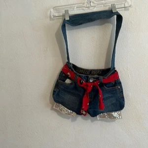 Small Jean Denim Handbag Made From A Pair of Child’s Justice Jeans - Picture 1 of 7