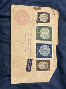 1960 Hungría Correo Aéreo Cubierta a EE. UU. con Juego Completo de Sellos de Encaje + Carta Guerra Fría - Imagen 1 de 6