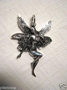 Sterling Silver 925 Fairy Pendant or Charm 3-D 1.57" - Picture 1 of 5
