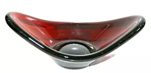 Murano Tischschale, Rubinrot, ca. 18 cm, Boden geschliffen, Schiffchenform, 1960 - Bild 1 von 1