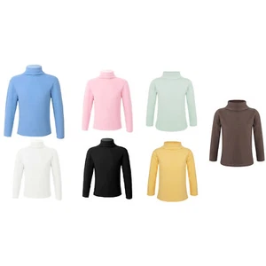 Kids Girls And Boys Warm Top Elastic Underwear Long Sleeve Stand Collar Top - Picture 1 of 81