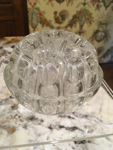 French Flower Frog Glass for Flower Arranging marked Made in France Cover