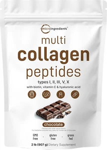 Multi Collagen Protein Powder, 2 Pounds – Type I,II,III,V,X with Biotin, Hyaluro - Picture 1 of 12