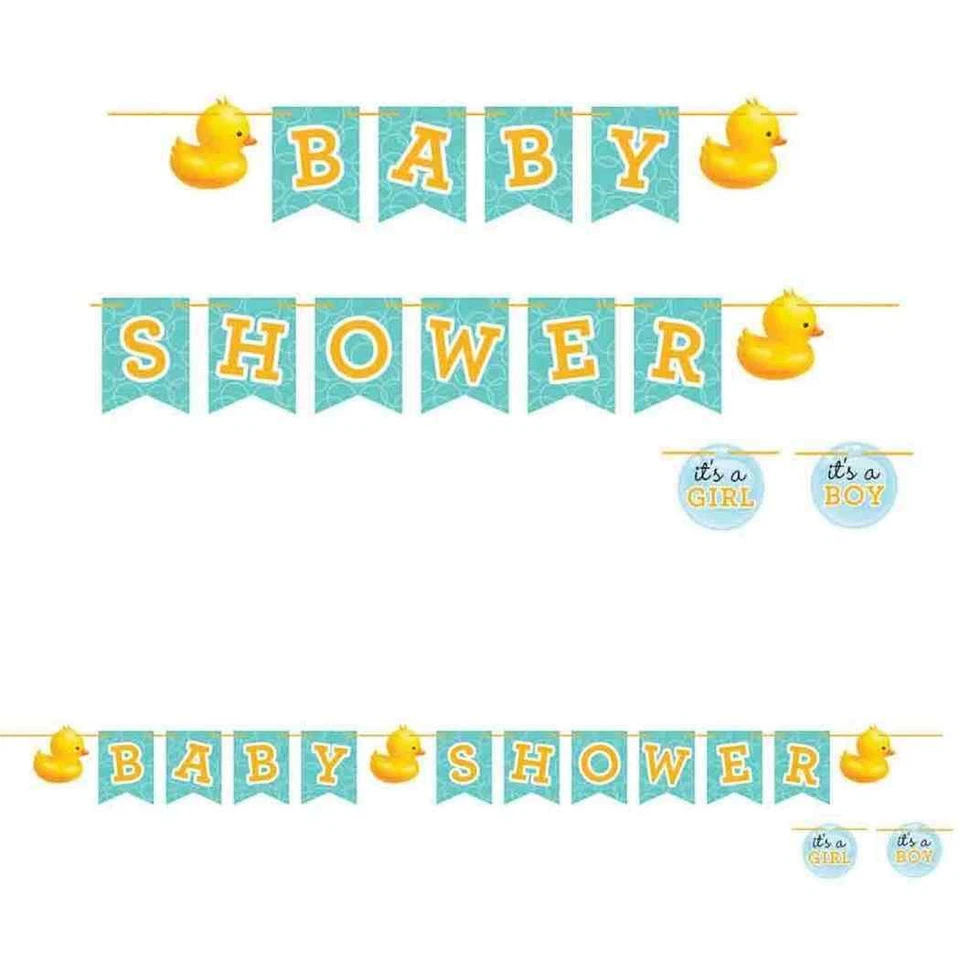 Banner de fita para decoração de festa chá de bebê animal pato pato borracha banho de espuma - Imagem 1 de 1
