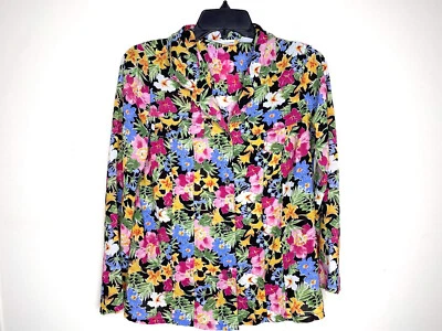 Blusa de verano vintage floral Jaclyn Smith con botones talla mediana playera  Foto 1 de 3