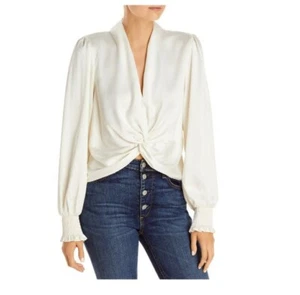 AQUA LT14541M Women's Twist-front Top - Exclusive In Ivory Polyester Size S - Picture 1 of 4