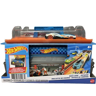 Hot Wheels Toy Cars & Track Set Race Case Playset with 2 Vehicles in 1:64 Scale - Image 1 of 4