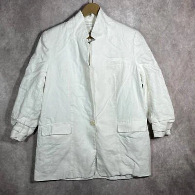 Joie Blazer Jacket Womens 8 White Linen Collared Pockets Office Career Casual - Image 1 of 4