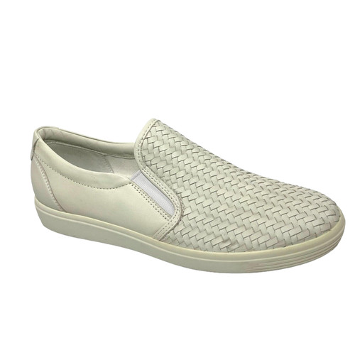 Mocassini slip on ECCO in morbida pelle bianca intrecciata donna 41 10 larghi