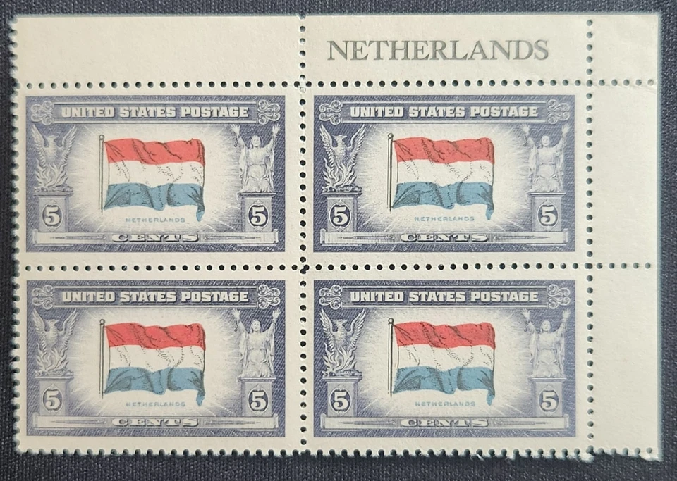 US Scott 913 - Netherlands - MNH - 1943 Issue - Name Block of 4 - Image 1 of 1