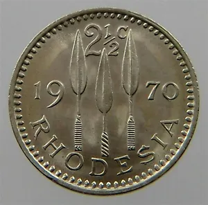 Rhodesia 2½ CENTS New 1970 UNC World Currency ( Zambia Zimbabwe ) Rhodesian COIN - Picture 1 of 5