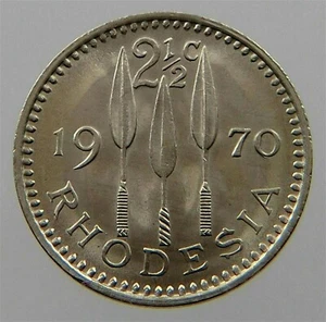 Rhodesia 2½ CENTS New 1970 x 1 ( Zambia Zimbabwe ) Rhodesian World Currency COIN - Picture 1 of 6