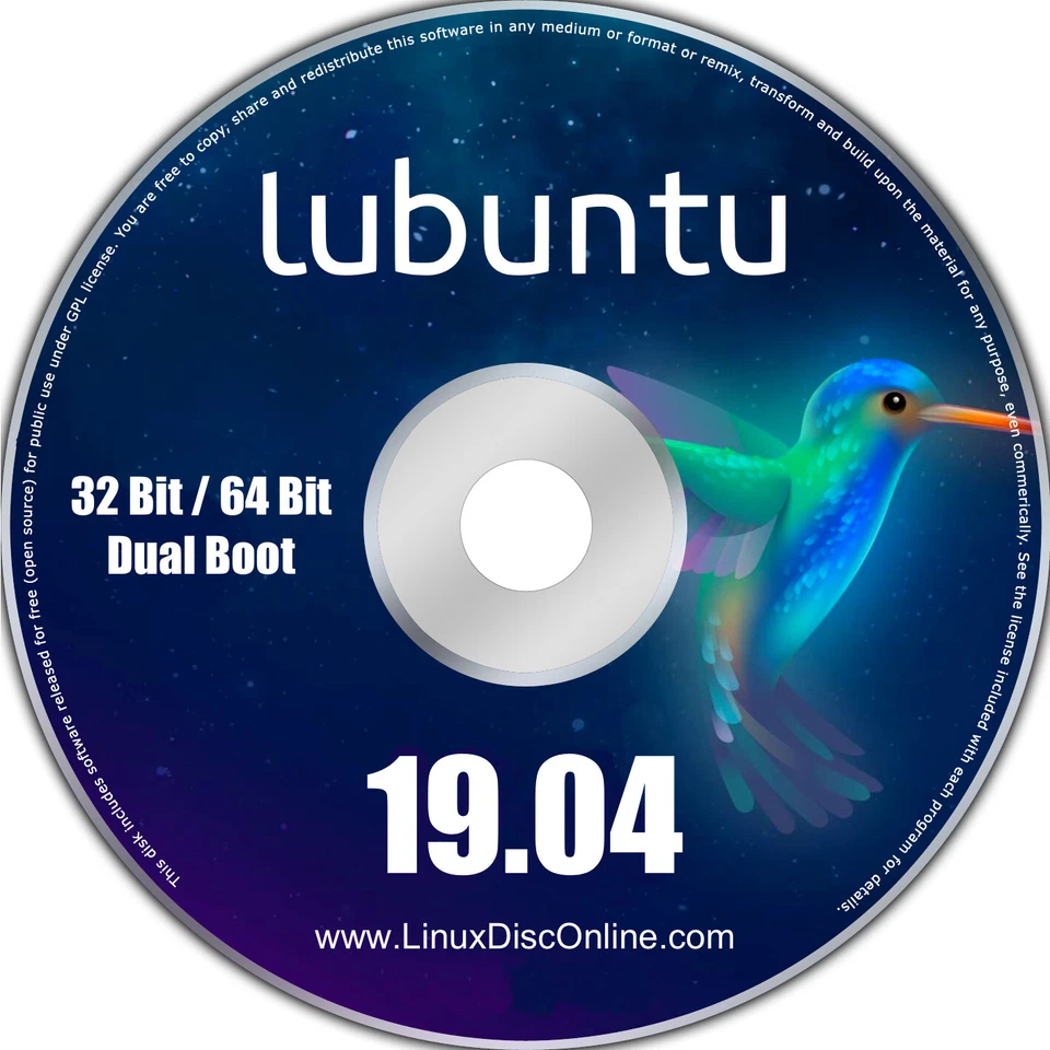 Lubuntu 19.04 Disco Dingo 32 bits y 64 bits Combo Linux Live Install DVD PC Mac Foto 1 de 4