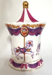 Teleflora Carousel Music Box Candy Jar Container Schmid Musical Merry Go Round - Picture 1 of 11