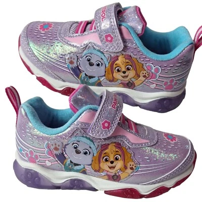 Zapatillas deportivas iluminadas Paw Patrol para niñas pequeñas talla 7 zapatos púrpura claro (15 cm) NUEVAS Foto 1 de 4