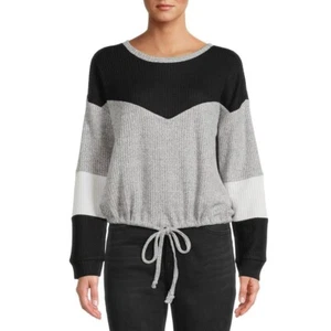 No Boundaries Juniors’ Colorblock Front Tie Pullover Top - Picture 1 of 6