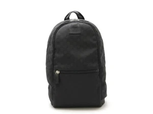 Gucci Black GG Nylon Backpack with Leather Trim & Adjustable Straps Unisex - Picture 1 of 2