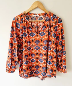 TRENERY Orange Blue Printed V-Neck Blouse Tunic SIZE XXL 16 18 Top - Picture 1 of 5