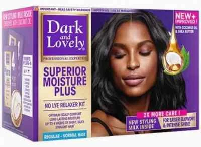 DARK AND LOVELY 2 X KIT RELAJANTE PARA EL CABELLO OSCURO Y ENCANTADOR NO-LYE PAQUETE DOBLE REGULAR - ¡¡CORREO RÁPIDO DEL REINO UNIDO!!!