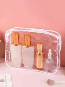 PVC Travel Clear Toiletry Bag Transparent Portable Makeup Bag Cosmetic Organizer - Picture 1 of 7