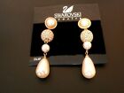Swarovski Signed 14kt gold Post Earrings Pearls & Crystal in Gold Plated Setting
