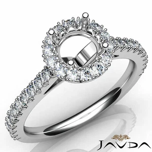 Anillo de compromiso clásico de diamantes naturales redondos semi montura con halo doble punta 1 ctw - Imagen 1 de 19