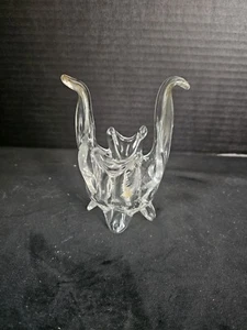 Tazón de chalet con patas de cristal Reikes vidrio artístico hecho a mano en Canadá más del 24 % de plomo - Imagen 1 de 8
