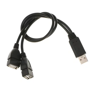 USB 2.0 A Male To 2 Dual USB Female Jack Y Splitter Hub Power Cord Adapter Cable - Picture 1 of 10