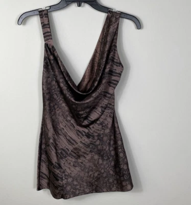 Roberto Cavalli Asymmetrical Brown Animal Print Silk Blouse Top Size 38 Mob Wife - Изображение 1 из 4