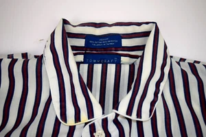 Vintage Pajama Shirt Towncraft Size M/L 80s Maroon Stripe Pajama Cobain Special - Picture 1 of 8