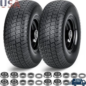 Flat Free Lawn Mower Tires 11x4.00-5 Zero Turn Wheel 2 Pack Puncture Proof Black - Picture 1 of 10