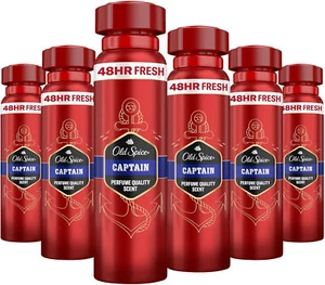 Old Spice Captain Deodorant Body Spray | Without Aluminium | Pack of 6 - Picture 1 of 5