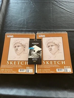 11" x 14" Spiral Bound Sketch Pad, 100-Sheets, 60 Pound (2 Pads) & Pencils - Image 1 of 4