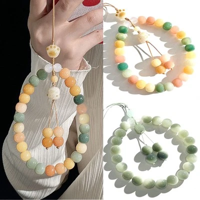 Beaded Phone Wrist Strap - Handmade Boho Cellphone Lanyard with Decorative Charm - Image 1 of 4