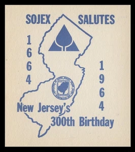 1964 SOJEX STAMP SHOW LABEL - NEW JERSEY'S 300th BIRTHDAY - Picture 1 of 1