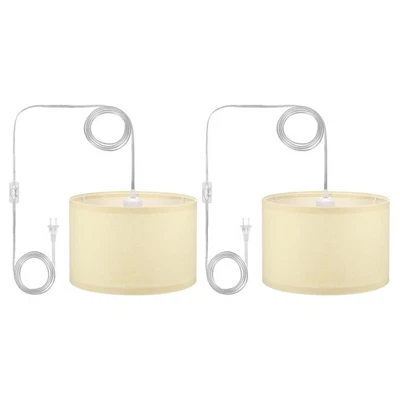 Plug in Pendant Light, 2 Pack 15Ft Rope Cord Hanging Lamp Fixture Beige Yellow - Image 1 of 4