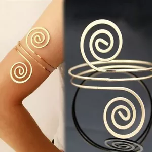 Upper Arm Cuff Golden Silver Bracelet Armlet Armband Bangle Women Jewelry - Picture 1 of 19