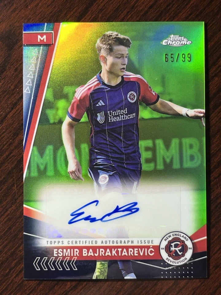 2023 Topps Chrome MLS Esmir Bajraktarevic Green Refractor Auto #/99 Revolution - Image 1 of 1