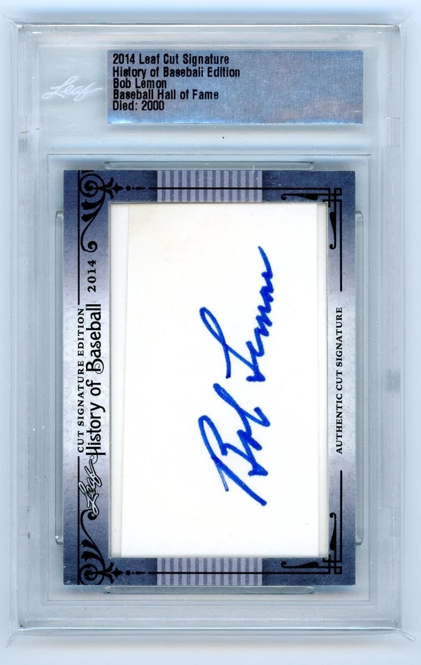 2014 Leaf Cut Signature Bob Lemon Autograph Hall of Fame Auto Cleveland Foto 1 de 3